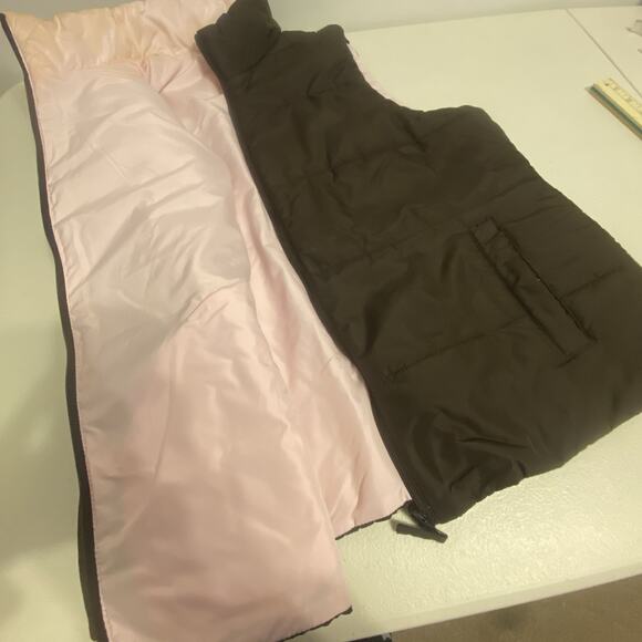 Merona Women XXL Reversible Puffer Vest Brown Pink Pockets FullZip Lightweight - Picture 5 of 9